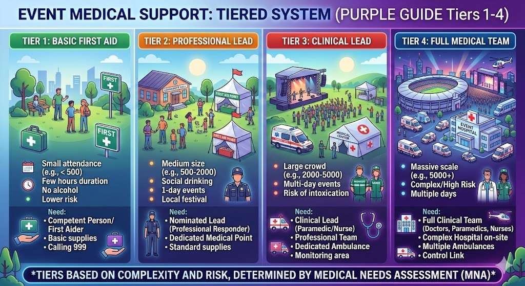 The Four Main Tiers for Event First Aid